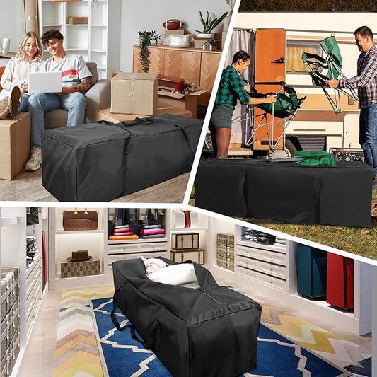 COOLBEBE 60" Sports Duffle Bag - 332L 2PCS Extra Large Travel Duffel Luggage Bag with Upgrade Zipper, Sturdy & Water Resistant Long Duffle Bag for Camping Moving (Black 60inch 2Pack)