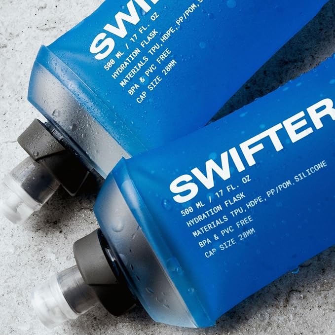 SWIFTER 2x Soft Flask 500ml | Running, Hiking, Cycling Hydration Flask | Collapsible, Leakproof, Reusable | Matt Finish, Sky Blue