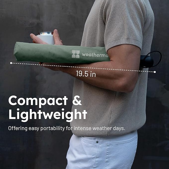 Weatherman Premium Collapsible Travel Umbrella - Windproof, Compact, Easy Auto Open - Resists Up to 55 MPH Winds - Perfect for Rain, Wind, Backpack, Car - Folding Umbrella (Sunlit Butter)