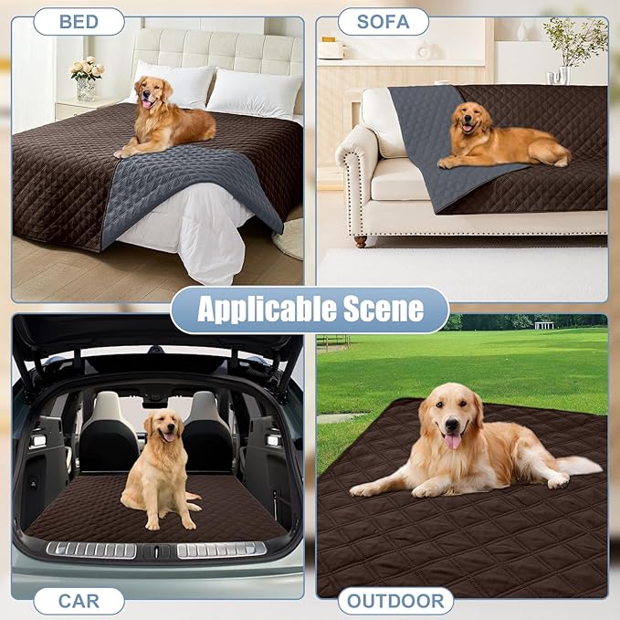 Smiry Waterproof Dog Bed Cover Pet Blanket, Soft Washable Dog Blanket for Furniture Bed Couch Sofa Reversible, Checkered (30"x70", Chocolate/Dark Grey)