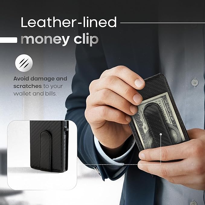 Smart Wallet With Tracker, RFID Blocking, Money Clip For Men, Works with Apple Find My (iOS Only), No Need for AirTag, Minimalist Wallet, All-in-One Model, Gift For Men.