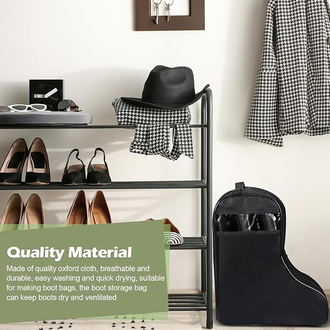 1 Pc Boot Bags for Cowboy Boots Portable Storage Bag for Travel Long Tube Shoes Bags Men Tall Shoe with Handle for Home Travel (Black)