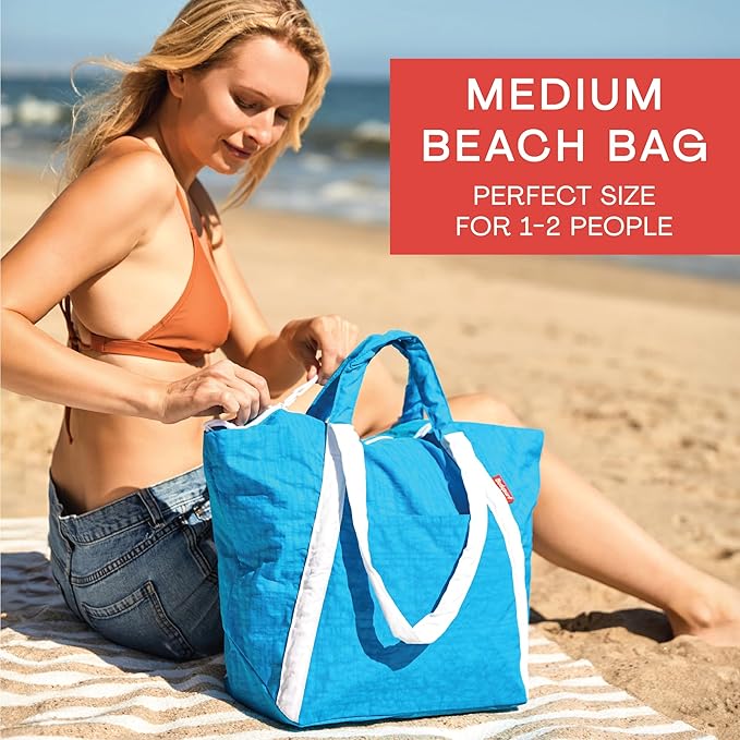 Bodysurf Beach Bags Waterproof Sandproof - Packable Foldable Nylon Zipper Tote Bag for Travel Lightweight, Pool, Boat, Cruise
