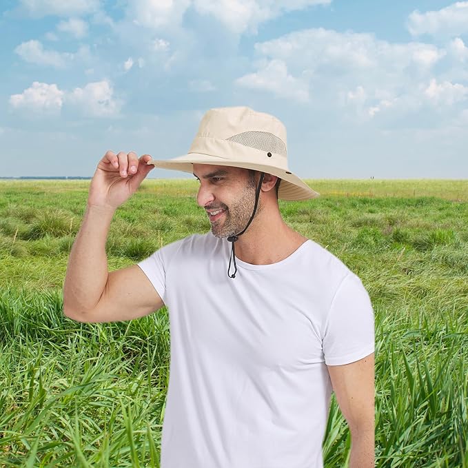 PFFY Sun Bucket Hats for Men Women 3” Wide Brim UPF 50+ Fishing & Beach Hat