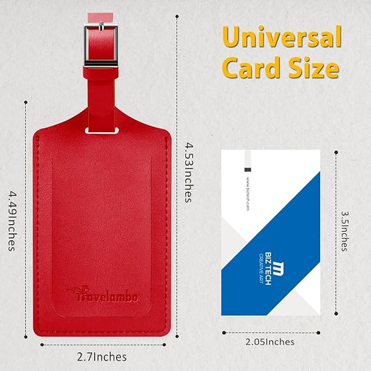 Travelambo 16 Pack Luggage Tags Faux Leather for Suitcases Travel Bag Labels with Protection Cover ID (Red Deep)