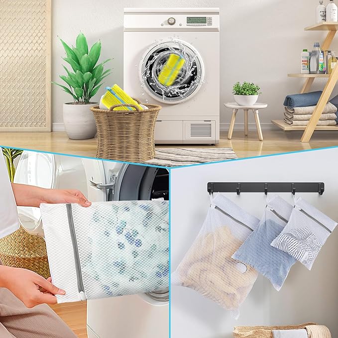 XXL Shoe Washing Machine Bag - 2 Reusable Shoes Cleaning Bags for Washer And Dryer, Durable Zipper Laundry Shoe Bag 360° Deep Clean Sneaker Tennis Include Mesh Wash Bags & Bra Laundry Bags (Yellow)