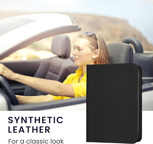 kwmobile Registration and Insurance Holder - Car Document Holder for Vehicle Documents and Cards - PU Leather - Black
