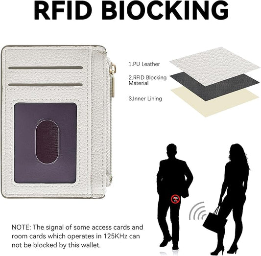 Tipmile Credit Card Holder for Women Slim Minimalist Front Pocket RFID Blocking Wallet Small Compact Card Case with ID Window, Cream White