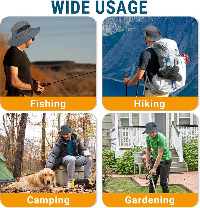 NPQQUAN Sun Hats for Men Women with Neck Flap UPF 50+ UV Protection Wide Brim Bucket Hat Safari Hiking Fishing Hats