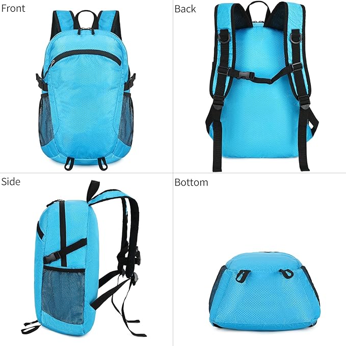Small Hiking Backpack 15L Travel Lightweight Hiking Packable Daypack Water-Resistant Foldable Backpacks for Women Men Camping (Blue)