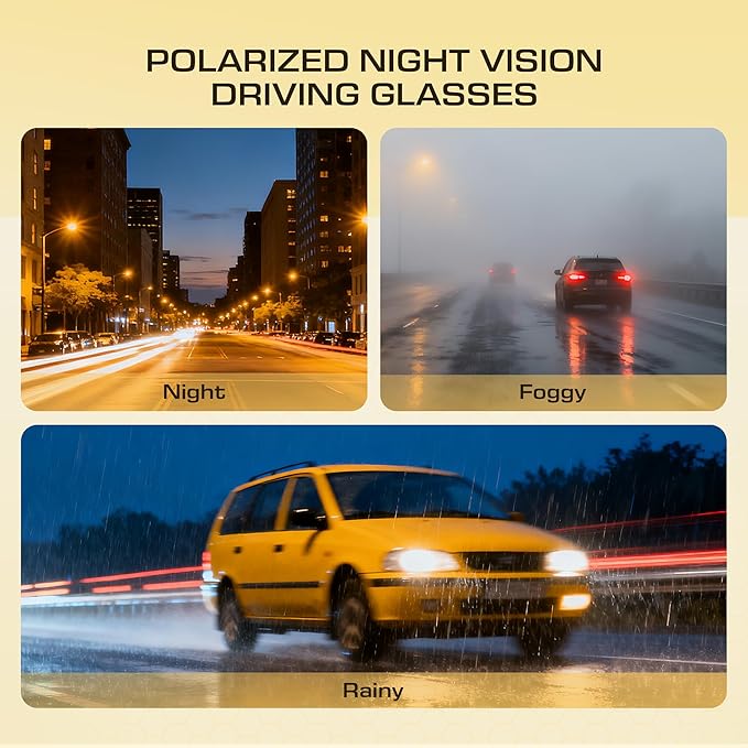 Night Driving Glasses for Men Women Anti Glare Polarized Fit Over Night Vision glasses