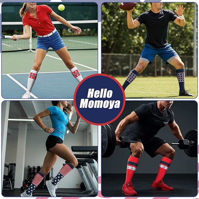 Compression Socks for Women Men Circulation Knee High 8 Pairs for Nurses, Running, Travel, Athletic