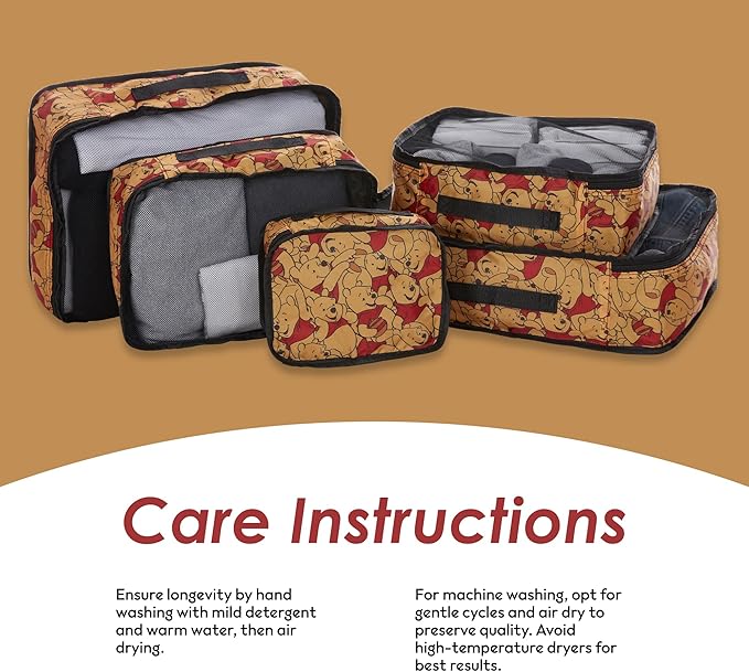 Disney Minnie Mickey Stitch Packing Cubes - Winnie the Pooh, Princess Cinderella, Cars, Toy Story 5 Piece Packing Cubes Compression - Travel Essential - Luggage Suitcase Organizer Set