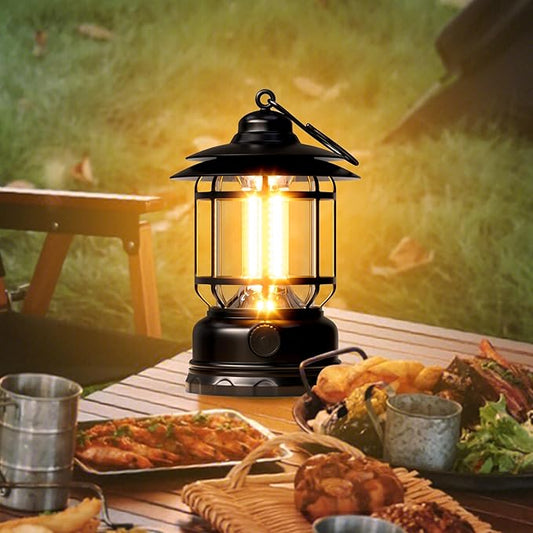 Retor LED Camping Lanterns 1500 LM Step-Less Dimming, Lightweight Battery Powered USB Rechargeable Flashlight Survival Kits Home Garden Camping Emergency Outages Hiking Light (Black 1 Pack)