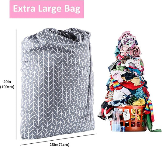 SWISSELITE Laundry Bag with Handle and Drawstring, Large Heavy Duty Laundry Bag, 28 x 40 Inches Travel Dirty Clothes Bag for Laundromat and Household