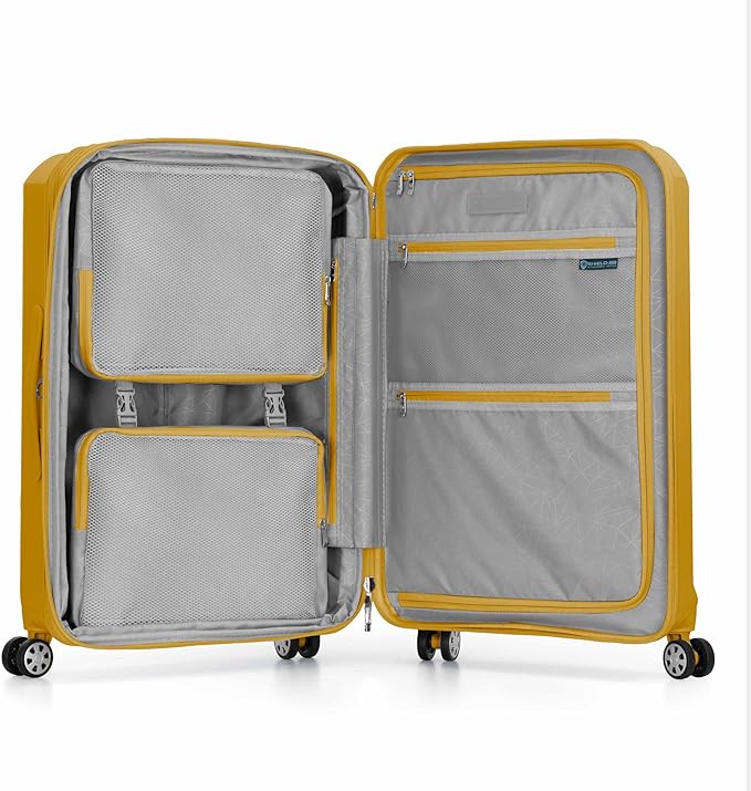Traveler's Choice Pagosa Indestructible Hardshell Expandable Spinner Luggage, Yellow, 26-Inch Medium