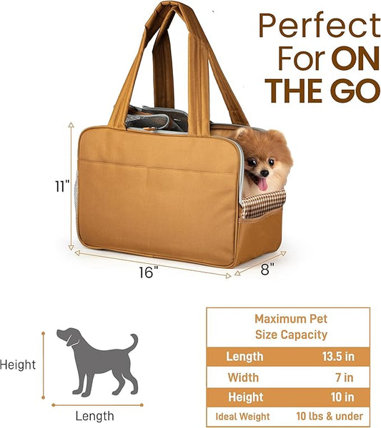 Dog Purse Carrier for Small Dogs โ Cotton Padded Interior, Multiple Pockets, Breathable Mesh & Comfortable Strap โ Durable Polyester Travel Bag, Lightweight Cat Carrier - Versatile Small Pet Bag