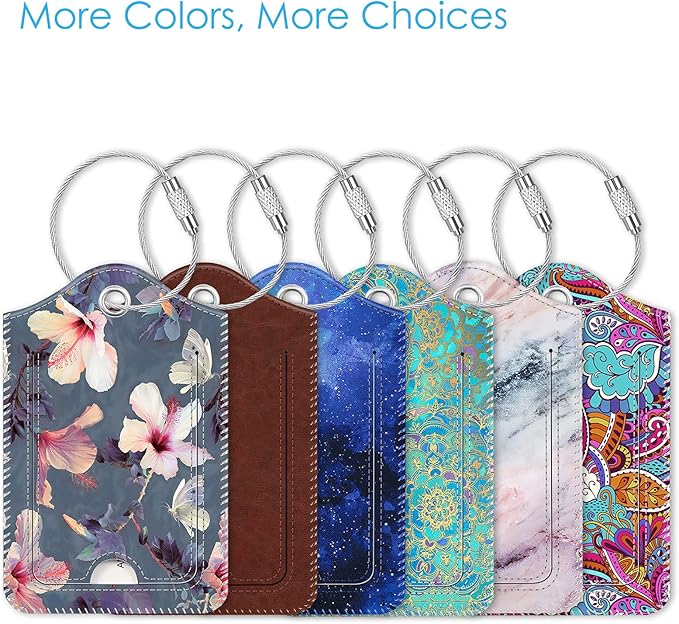 Fintie Luggage Tags, Privacy Cover ID Label with Stainless Steel Loop and Address Card for Travel Bag Suitcase - Retro Brown (2 Piece)