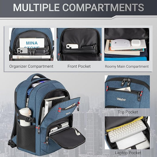 40L Expandable Laptop Backpack, Anti-thief Travel Backpack with USB Charging Port, Airline Approved Business Waterproof Carry on Luggage, Fits 15.6" Laptop for Men Women