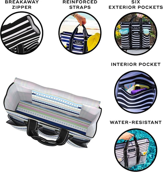 SCOUT Rocket Pocket Tote - Multi-Pocket Travel, Nurse, Teacher, Mom Tote, 7 Pockets Total, Two Sets of Straps, Folds Flat