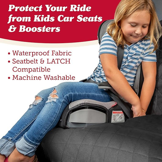 Lusso Gear Car Seat Protector for Baby Car Seat (Bench Seat Cover) - Waterproof - Thick Padding - Protects Fabric or Leather Seats (Black)
