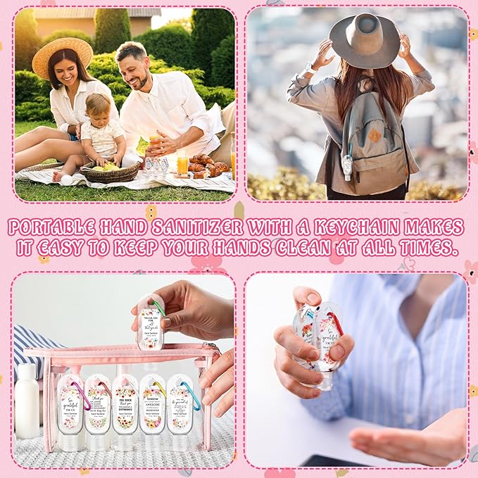 24 Pack Thank You Hand Sanitizer Keychains Bulk Christmas Mini Hand Sanitizer Travel Size Scented 1oz Appreciation Thank You Gifts for Women Coworker Teacher Nurse Team Staff Wedding Party Favors