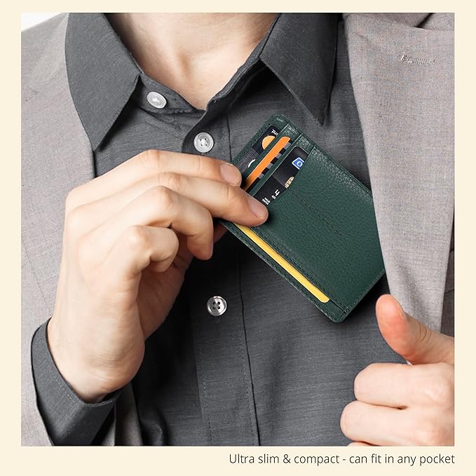 Oak Leathers Leather Slim Minimalist Wallet for Men & Women RFID Front Pocket Leather Card Holder Wallets
