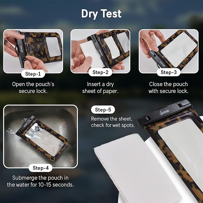 Sonix Waterproof Phone Pouch - Floating Phone Case Dry Bag w/Crossbody Lanyard - Beach Cruise Travel Essentials - Compatible w/All Devices, Touchscreen Friendly | Mocha