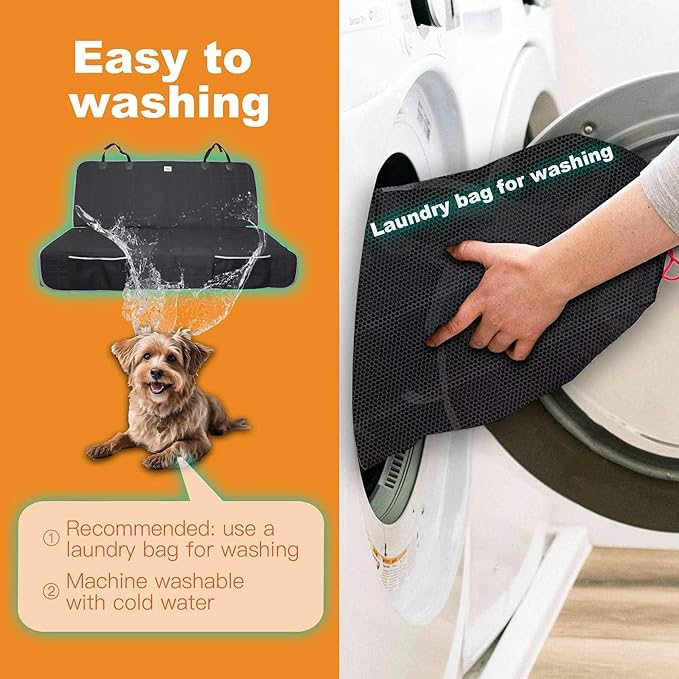 Dog Car Seat Cover for Back Seat,Washable Bench Seat Cover for Truck,Nonslip Backseat Cover Protector for F150/Ram1500/GMC Sierra/Toyota/Chevrolet Silverado,Car Seat Covers for Dogs