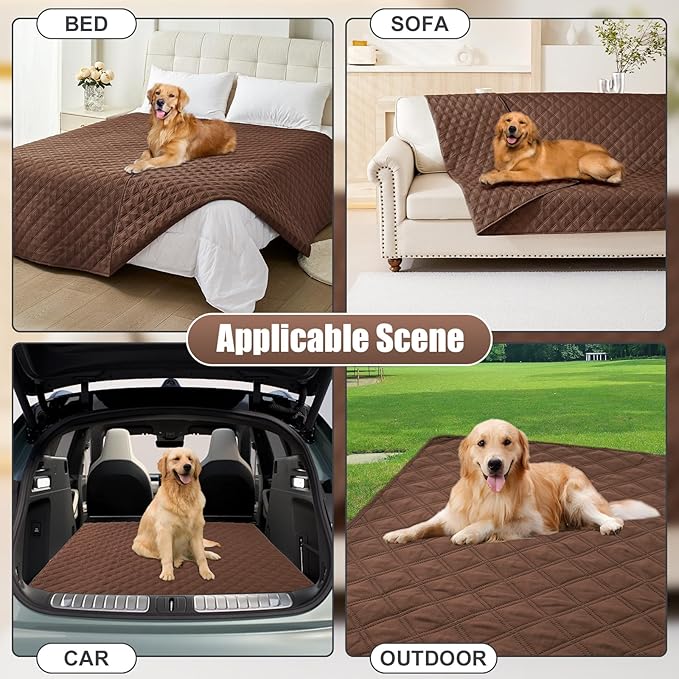 Smiry Waterproof Dog Bed Cover Pet Blanket, Soft Washable Dog Blanket for Furniture Bed Couch Sofa Reversible, Checkered (30"x70", Brown/Brown)