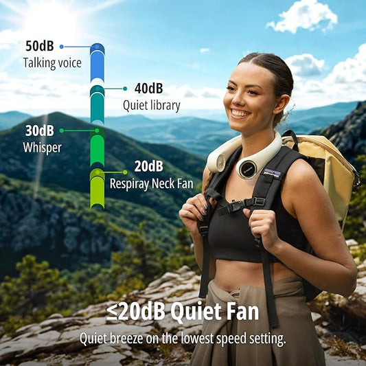 Portable Neck Fan – Hands Free Quiet 20dB Cooling Neck Fan, 17-Hour 4000mAh Battery, 3 Speeds, Wearable Fan for Neck Fans that Blow Cold Air, Personal Fans Portable Rechargeable (White)
