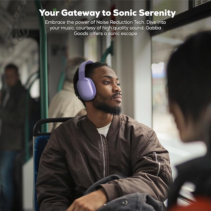 Gabba Goods Wireless Over Ear Bluetooth Headphones with Microphone - Wireless Headset -Noise Reduction - Bluetooth, Wired,Built in Micro SD for Travel, Home, Work TV,PC,Gaming,Cellphone (Lavender)