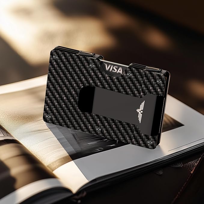 Wallet for Men, Money Clip Wallet with Cash Strap, Slim Card Wallet, RFID Blocking Card Holder, Holds up to 20 cards