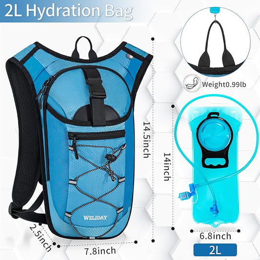 Hydration Backpack with Leak Proof Water Bladder, Lightweight Hydro Water Daypack for Rave, Cycling, Running, Hiking, Climbing