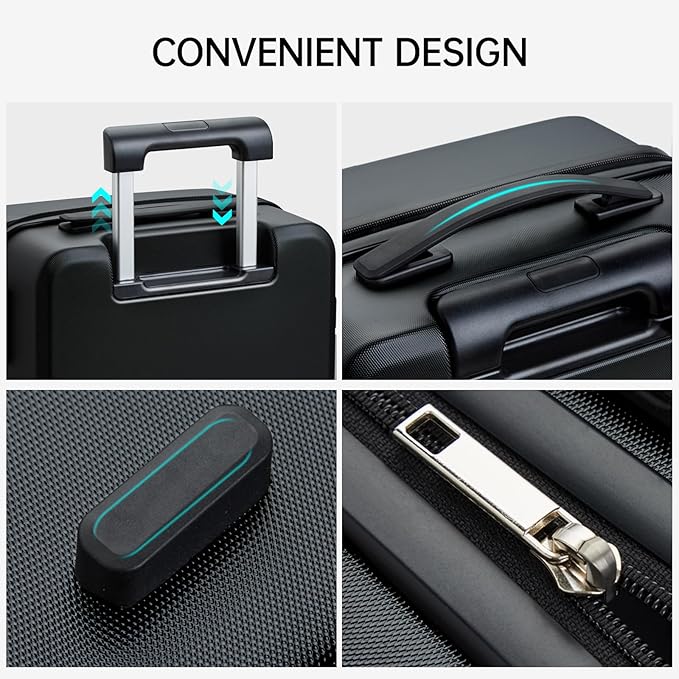 MILADA Checked Luggage 24 Inch Luggage With Spinner Wheels, Travel Luggage Medium Suitcase, Hard Case Luggage Checked Bag TSA Approved For Business And Travel, Black