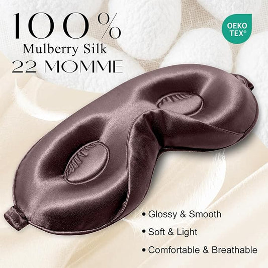 ZIMASILK Adjustable 22 Momme 100% Mulberry Silk Sleep Mask, Upgraded 3D Contoured Cup Eye Mask for Sleeping, Super Soft & Breathable Blindfold, Blackout for Deep Sleeping (Gray Purple)