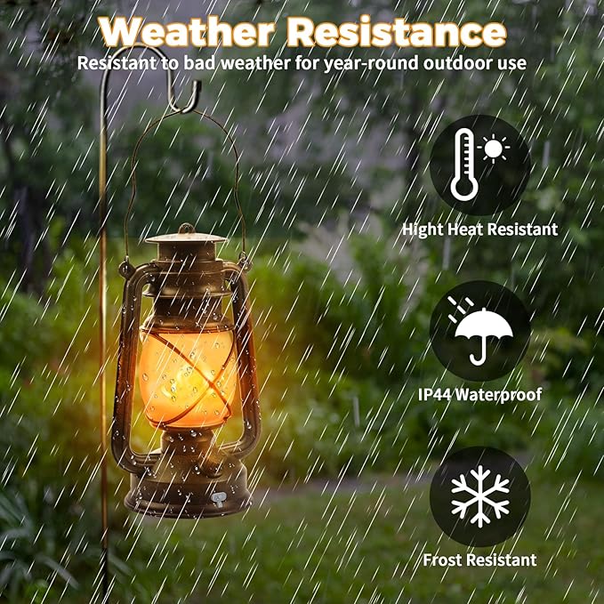 2 Pack Bronze Vintage 4 Modes Light LED Lanterns,Rechargeable Dancing Flame Lanterns Decorative Outdoor&Indoor, Remote Control Waterproof Hanging Lights for Camping,Patio Garden Pathway