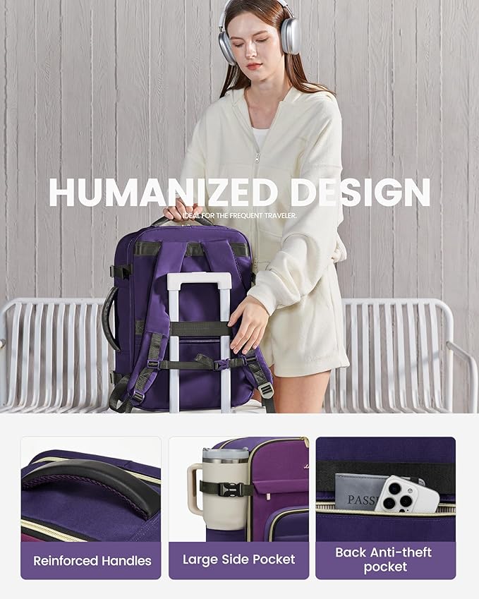 LOVEVOOK 50L Travel Backpack for Women & Men - 18 Inch Carry On Backpack & Personal Item Backpack for Airlines, Spacious and Durable Design, with 3 Packing Cubes