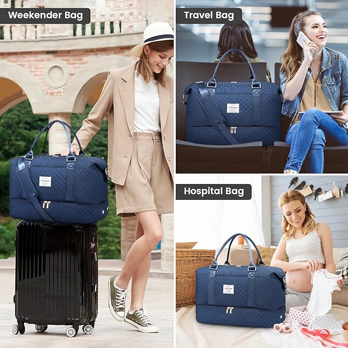 LOVEVOOK Travel Duffle Bag,Weekender Bags for Women with Shoe Compartment,Carry on Overnight Bag with Toiletry Bag,Gym Duffel Bag with Wet Pocket, Hospital Bags for Labor and Delivery