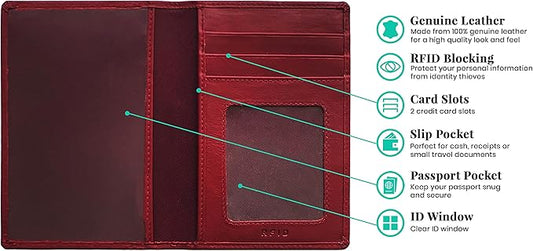 Personalized Monogrammed Merlot Leather RFID Passport Wallet and Luggage Tag