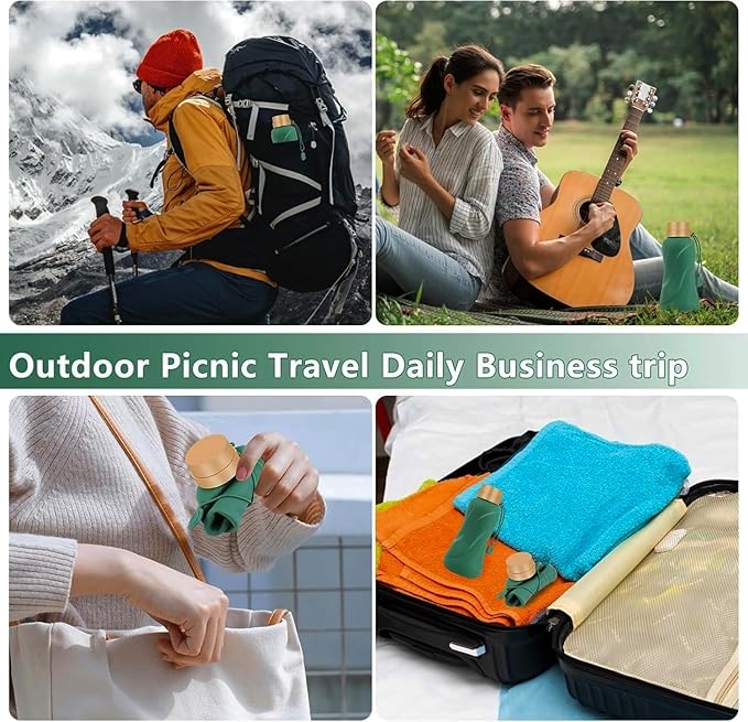 Collapsible Water Bottles,650ml,Leak Proof,Reuseable BPA Free Silicone Foldable Water Bottles,Durable Lightweight for Travel Gym Camping Hiking,Compact Size Portable Sports Water Bottle (Dark Green)