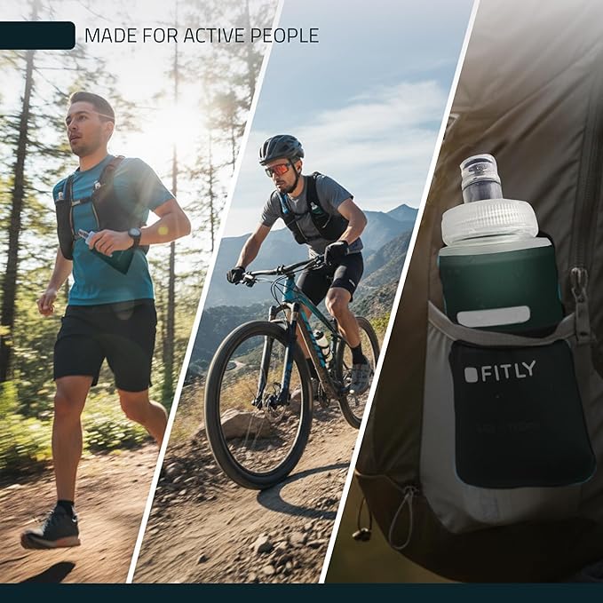 FITLY Soft Flask - Shrink As You Drink Soft Water Bottle for Hydration Pack - Folding Water Bottle Ideal for Running, Hiking, Cycling, Climbing & Rigorous Activity