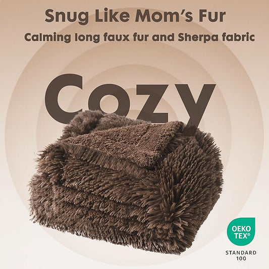 gogobunny Waterproof Dog Blanket for Large Dogs, Cats, Puppy, Reversible Faux Fur Pet Throw Blanket, Washable, Calming Furniture Protection for Sofa Bed (40x50 Inch (Pack of 1), Chocolate)