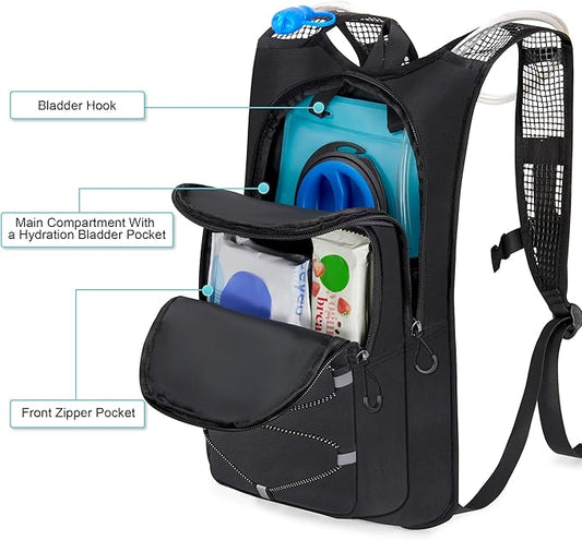 Hydration Backpack - Lightweight Water Backpack with 2L Water Bladder Bag, Running Hydration Vest Backpack for Men Women, Hydration Pack for Hiking, Cycling, Climbing MIYCOO