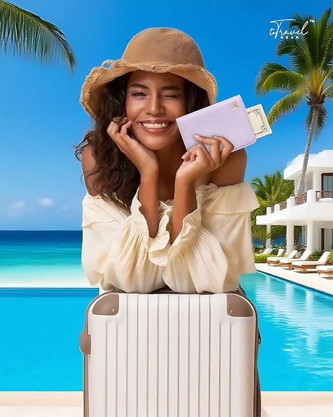 PU Leather Passport Holder Covers Case, Waterproof Rfid Blocking Travel Wallet Passport Holder(Lavender Mist)