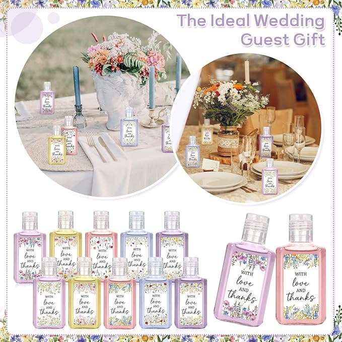 50 Pcs Wild Flower Mini Hand Sanitizer Bulk Thank You Gift Favors Small Hand Sanitizer for Guest 1fl oz Travel Size Hand Soap Gift for Wedding and Baby Shower Supplies