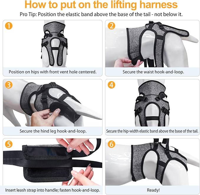 LIANZIMAU Dog Sling for Large Dogs Adjustable Hind Leg Support Lift Harness Help em up Harness Senior Canine Mobility Aid Carrier for Back Legs Walking Rehabilitation