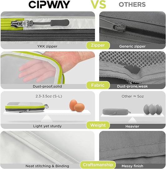 Cipway Compression Packing Cubes, See Through Mesh Luggage Organizer Bags, Travel Essentials for Carry on Suitcase with Laundry Bag and Clear Toiletries Bag(6 Pcs,White)