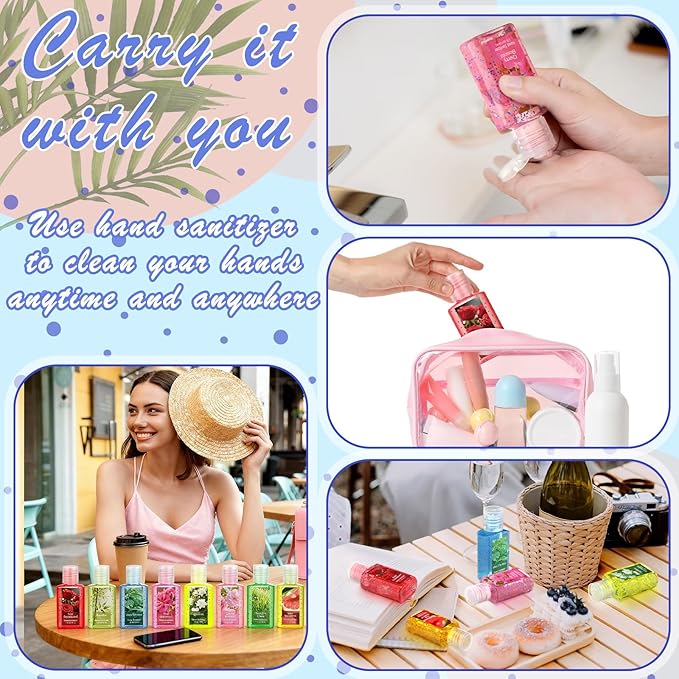 Frienda 24 Pack Mini Hand Sanitizer Bulk Travel Size Perfume Gel Hand Sanitizer Scented Variety 1 Fl oz Pocket Portable for Guest Christmas Stocking Stuffers Nurse Teacher Employee Staff Office Gifts