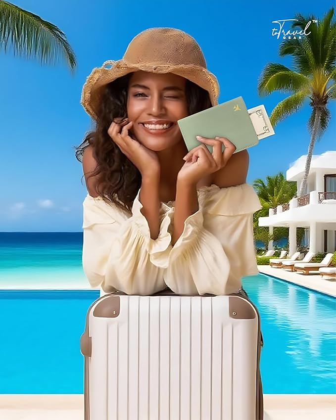 PU Leather Passport Holder Covers Case, Waterproof Rfid Blocking Travel Wallet Passport Holder(Sage Green)